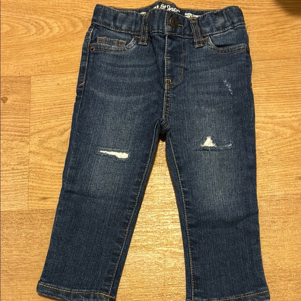 Cat & Jack Blue Straight-Leg Jeans with Distressed Details